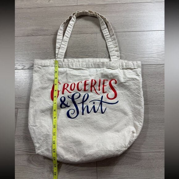 Groceries & Shit Canvas Book Grocery Tote Bag - Picture 4 of 4